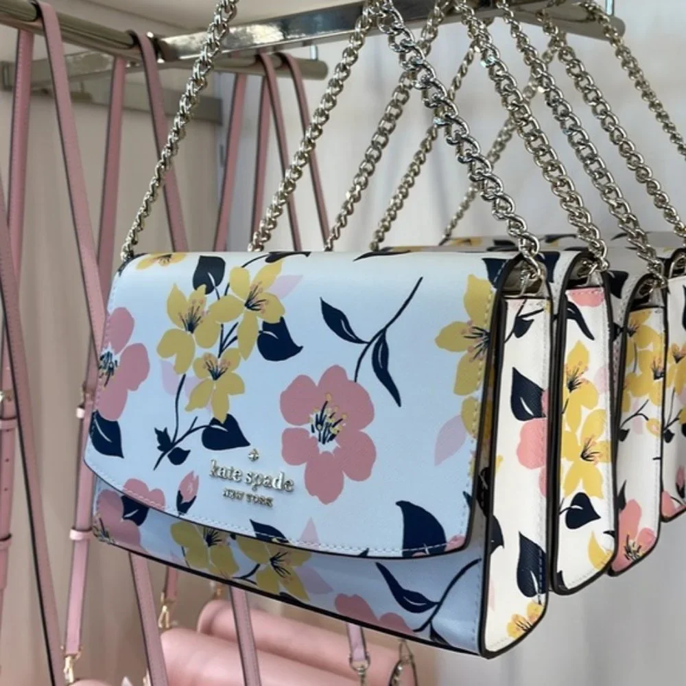 Kate Spade Carson Convertible Crossbody Lily Blooms Cream Multi - Picture 1 of 16